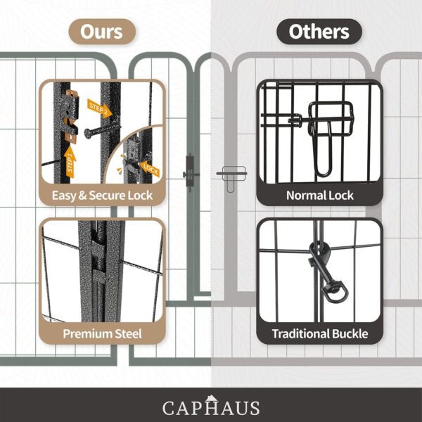 Encierro plegable de metal llamativo de 24/32/40 pulgadas de altura para mascotas con puerta, disponible en 8/16/24/32 paneles para interiores y exteriores, jaula de valla de ejercicio para perros, caravana, camping - Imagen 3