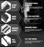 Cuchillo de carnicero de acero inoxidable alemán de alto carbono forjado a mano para cortar carne con espiga completa y caja de regalo, cuchillo chino para cocina y exteriores - Imagen 4