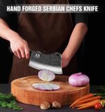 Cuchillo de carnicero de acero inoxidable alemán de alto carbono forjado a mano para cortar carne con espiga completa y caja de regalo, cuchillo chino para cocina y exteriores - Imagen 7