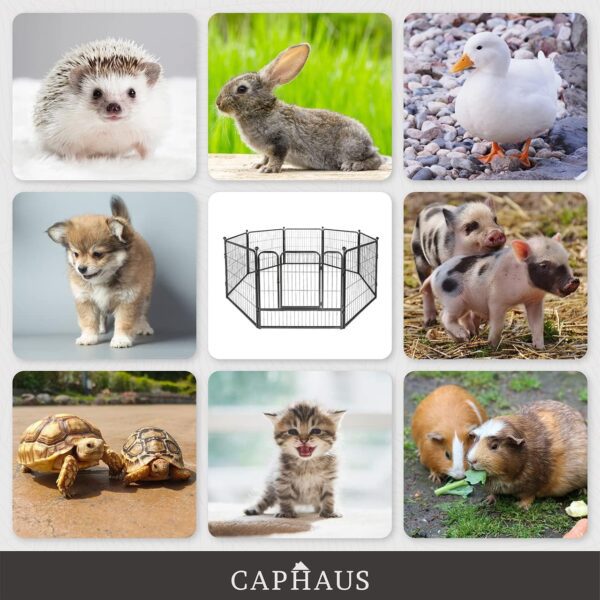 Encierro plegable de metal llamativo de 24/32/40 pulgadas de altura para mascotas con puerta, disponible en 8/16/24/32 paneles para interiores y exteriores, jaula de valla de ejercicio para perros, caravana, camping - Imagen 7