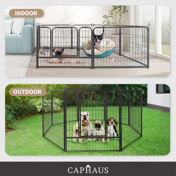 Encierro plegable de metal llamativo de 24/32/40 pulgadas de altura para mascotas con puerta, disponible en 8/16/24/32 paneles para interiores y exteriores, jaula de valla de ejercicio para perros, caravana, camping - Imagen 8