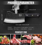 Cuchillo de carnicero de acero inoxidable alemán de alto carbono forjado a mano para cortar carne con espiga completa y caja de regalo, cuchillo chino para cocina y exteriores - Imagen 3