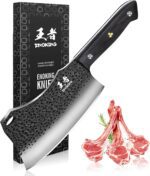 Cuchillo de carnicero de acero inoxidable alemán de alto carbono forjado a mano para cortar carne con espiga completa y caja de regalo, cuchillo chino para cocina y exteriores