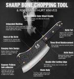 Cuchillo de carnicero de acero inoxidable alemán de alto carbono forjado a mano para cortar carne con espiga completa y caja de regalo, cuchillo chino para cocina y exteriores - Imagen 5