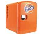 Fanta Naranja - Enfriador/calentador portátil de 4 litros, refrigerador de viaje personal compacto para aperitivos, almuerzo, bebidas, cosméticos, incluye cables de 12 V y CA, bonito accesorio de escritorio para el hogar, oficina, dormitorio, viajes, color negro