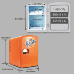 Fanta Naranja - Enfriador/calentador portátil de 4 litros, refrigerador de viaje personal compacto para aperitivos, almuerzo, bebidas, cosméticos, incluye cables de 12 V y CA, bonito accesorio de escritorio para el hogar, oficina, dormitorio, viajes, color negro - Imagen 2