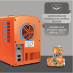 Fanta Naranja - Enfriador/calentador portátil de 4 litros, refrigerador de viaje personal compacto para aperitivos, almuerzo, bebidas, cosméticos, incluye cables de 12 V y CA, bonito accesorio de escritorio para el hogar, oficina, dormitorio, viajes, color negro - Imagen 3