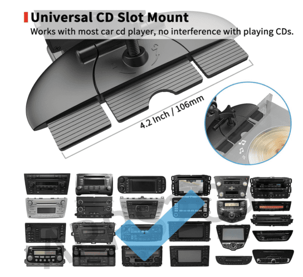 Soporte universal para automóvil [2 en 1] con ranura para CD, soporte para tablet de 7 a 12.4 pulgadas, soporte para teléfono celular para teléfono inteligente de 3.5 a 7 pulgadas, soporte para tablero para iPad Pro/Air/Mini - Imagen 6