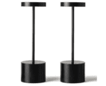 SAKRINGT Paquete de 2 lámparas de mesa recargables, lámpara LED de escritorio inalámbrica, luz de mesa portátil a batería de 5000 mAh, atenuación continua de 3 colores hasta 40 horas de uso para restaurante/interior/exterior (negro)