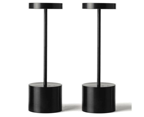 SAKRINGT Paquete de 2 lámparas de mesa recargables, lámpara LED de escritorio inalámbrica, luz de mesa portátil a batería de 5000 mAh, atenuación continua de 3 colores hasta 40 horas de uso para restaurante/interior/exterior (negro) - Imagen 2