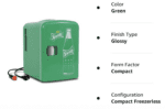 Mini Refrigerador Sprite - Enfriador/calentador portátil de 4 litros, refrigerador de viaje personal compacto para aperitivos, almuerzo, bebidas, cosméticos, incluye cables de 12 V y CA, bonito accesorio de escritorio para el hogar, oficina, dormitorio, viajes, color verde - Imagen 2