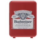 Mini refrigerador de Budweiser, MIS135BUD, personal, compacto y portátil, capacidad de 4 litros, enfría seis latas de 12 onzas, 100% libre de freón y amigable con el medio ambiente, rojo