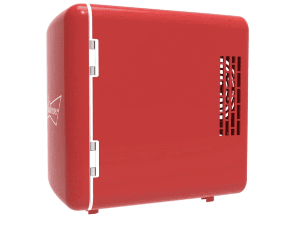 Mini refrigerador de Budweiser, MIS135BUD, personal, compacto y portátil, capacidad de 4 litros, enfría seis latas de 12 onzas, 100% libre de freón y amigable con el medio ambiente, rojo - Imagen 6