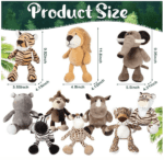 Juego de 10 animales de peluche de safari de 11.8 pulgadas, juguetes de animales de la selva para niñas y niños, lindo elefante, jirafa, león, tigre, mono, rinoceronte, cebra, tigre blanco, leopardo, hipopótamo, para baby shower - Imagen 6