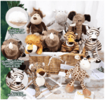 Juego de 10 animales de peluche de safari de 11.8 pulgadas, juguetes de animales de la selva para niñas y niños, lindo elefante, jirafa, león, tigre, mono, rinoceronte, cebra, tigre blanco, leopardo, hipopótamo, para baby shower - Imagen 5