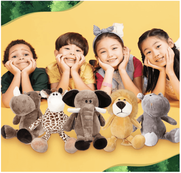 Juego de 10 animales de peluche de safari de 11.8 pulgadas, juguetes de animales de la selva para niñas y niños, lindo elefante, jirafa, león, tigre, mono, rinoceronte, cebra, tigre blanco, leopardo, hipopótamo, para baby shower - Imagen 4