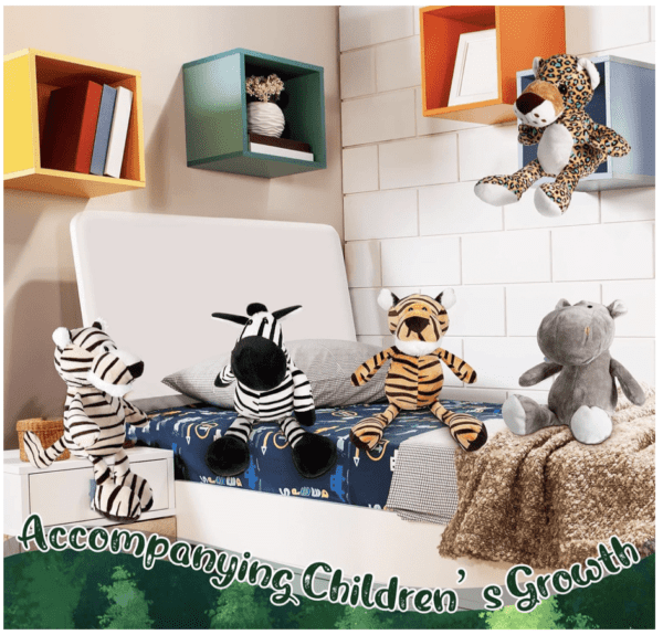 Juego de 10 animales de peluche de safari de 11.8 pulgadas, juguetes de animales de la selva para niñas y niños, lindo elefante, jirafa, león, tigre, mono, rinoceronte, cebra, tigre blanco, leopardo, hipopótamo, para baby shower - Imagen 2