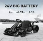 Carro Eléctrico  Go Kart eléctrico de 24 V para niños, kart de deriva de 7.5 MPH con motor de 300 W, modo de deriva/deporte, ajuste de longitud (gris) - Imagen 2