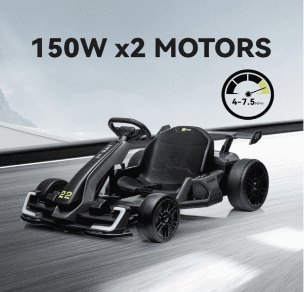 Carro Eléctrico  Go Kart eléctrico de 24 V para niños, kart de deriva de 7.5 MPH con motor de 300 W, modo de deriva/deporte, ajuste de longitud (gris) - Imagen 3