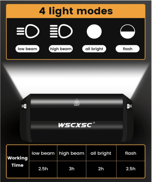 Luz brillante para bicicleta para conducción nocturna, luz de bicicleta de 9000 lúmenes, luz alta, luz baja, juego de faros de bicicleta recargables por USB, faro de bicicleta impermeable y luz trasera para adultos y niños que viajan por carretera de montaña - Imagen 4