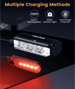 Luz brillante para bicicleta para conducción nocturna, luz de bicicleta de 9000 lúmenes, luz alta, luz baja, juego de faros de bicicleta recargables por USB, faro de bicicleta impermeable y luz trasera para adultos y niños que viajan por carretera de montaña - Imagen 5