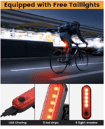 Luz brillante para bicicleta para conducción nocturna, luz de bicicleta de 9000 lúmenes, luz alta, luz baja, juego de faros de bicicleta recargables por USB, faro de bicicleta impermeable y luz trasera para adultos y niños que viajan por carretera de montaña - Imagen 6