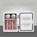 Mini refrigerador Coca-Cola Diet Coke - Enfriador/calentador portátil de 4 litros, refrigerador de viaje personal compacto para aperitivos, almuerzo, bebidas, cosméticos, incluye cables de 12 V y CA, accesorio de escritorio para el hogar, oficina, dormitorio, viajes, gris - Imagen 6