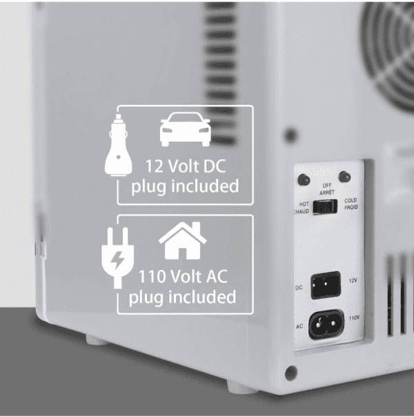 Mini refrigerador Coca-Cola Diet Coke - Enfriador/calentador portátil de 4 litros, refrigerador de viaje personal compacto para aperitivos, almuerzo, bebidas, cosméticos, incluye cables de 12 V y CA, accesorio de escritorio para el hogar, oficina, dormitorio, viajes, gris - Imagen 7
