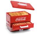 Nostalgia Vaporizador y calentador de bollos de Coca-Cola extra grande estilo comedor, 24 perros calientes y capacidad para 12 bollos, salchichas, verduras, pescado, albóndigas, rojo