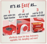 Nostalgia Vaporizador y calentador de bollos de Coca-Cola extra grande estilo comedor, 24 perros calientes y capacidad para 12 bollos, salchichas, verduras, pescado, albóndigas, rojo - Imagen 3