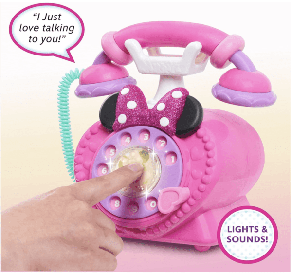 Just Play - Teléfono giratorio de Minnie Mouse Ring Me de Disney, luces y sonidos, juguetes para niños con licencia oficial para niños a partir de 3 años - Imagen 3