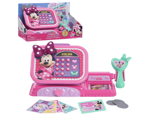 Disney - Caja registradora Minnie Mouse Bowtique de Disney Junior con sonidos, juegos de disfraces y simulación, juguetes para niños con licencia oficial para niños a partir de 3 años - Imagen 2