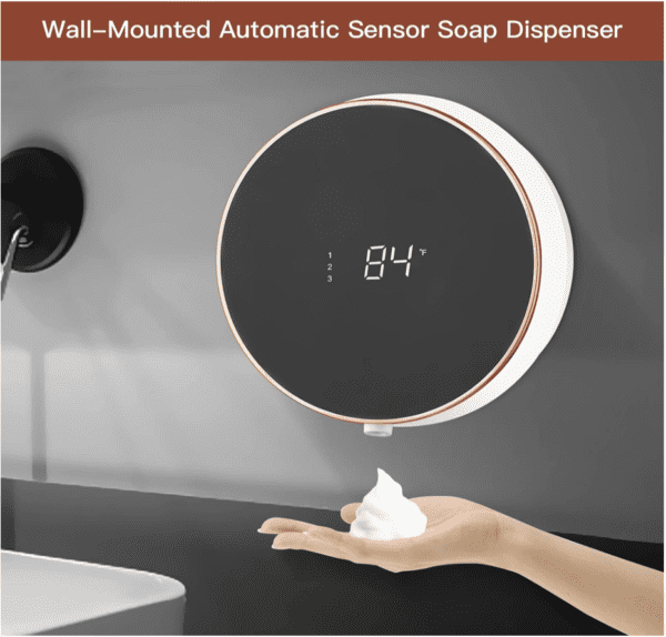 Dispensador automático inteligente de jabón para montaje en la pared, sin contacto, eléctrico, para baño, cocina, uso comercial (blanco) - Imagen 6