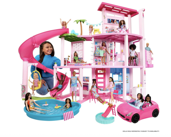 Barbie Dreamhouse 2023, casa de muñecas para fiesta en la piscina con más de 75 piezas y tobogán de 3 pisos, juego Barbie House, elevador de mascotas y áreas de juego para cachorros - Imagen 2