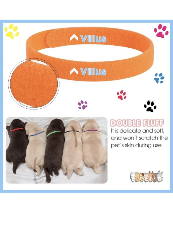 Collar 60 collares de parto para cachorros, collares para mascotas recién nacidas, bandas de identificación ajustables de doble cara, bandas de identificación de cachorros, collares para mascotas recién nacidas, perros y gatos (20 colores, 3 tamaños) - Imagen 5