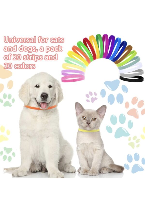 Collar 60 collares de parto para cachorros, collares para mascotas recién nacidas, bandas de identificación ajustables de doble cara, bandas de identificación de cachorros, collares para mascotas recién nacidas, perros y gatos (20 colores, 3 tamaños) - Imagen 3