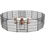 Encierro de metal para perros de 16 paneles de 32 pulgadas de altura, corral de ejercicio con 2 puertas para perros pequeños/medianos/medianos, patio RV con 36 protectores de suelo y 8 correas, color negro - Imagen 7