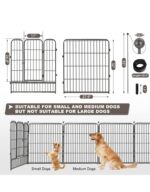 Encierro de metal para perros de 16 paneles de 32 pulgadas de altura, corral de ejercicio con 2 puertas para perros pequeños/medianos/medianos, patio RV con 36 protectores de suelo y 8 correas, color negro - Imagen 5