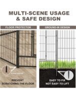Encierro de metal para perros de 16 paneles de 32 pulgadas de altura, corral de ejercicio con 2 puertas para perros pequeños/medianos/medianos, patio RV con 36 protectores de suelo y 8 correas, color negro - Imagen 3