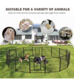 Encierro de metal para perros de 16 paneles de 32 pulgadas de altura, corral de ejercicio con 2 puertas para perros pequeños/medianos/medianos, patio RV con 36 protectores de suelo y 8 correas, color negro - Imagen 2