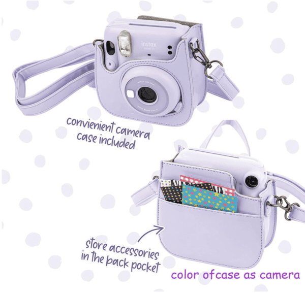 Fujifilm Cámara instantánea Instax Mini 12 con película instantánea Fujifilm (50 hojas) con accesorios que incluyen funda compatible con correa, álbum de fotos de lentes, calcomanías, paquete de marcos (rosa flor) - Imagen 4