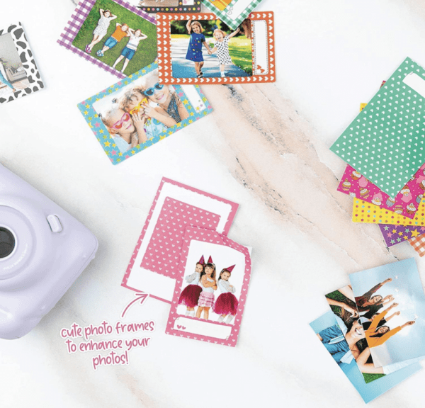 Fujifilm Cámara instantánea Instax Mini 12 con película instantánea Fujifilm (50 hojas) con accesorios que incluyen funda compatible con correa, álbum de fotos de lentes, calcomanías, paquete de marcos (rosa flor) - Imagen 5