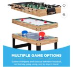 Juego de Mesa multijuegos - 6 Juegos de Mesa - 2x4ft 10-in-1 Combo Game Table Set w/ Hockey, Foosball, Pool, Shuffleboard, Ping Pong - Natural - Imagen 6