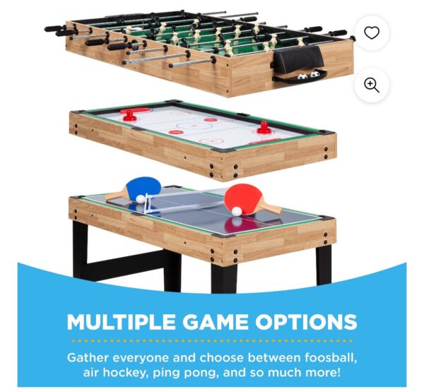 Juego de Mesa multijuegos - 6 Juegos de Mesa - 2x4ft 10-in-1 Combo Game Table Set w/ Hockey, Foosball, Pool, Shuffleboard, Ping Pong - Natural - Imagen 6