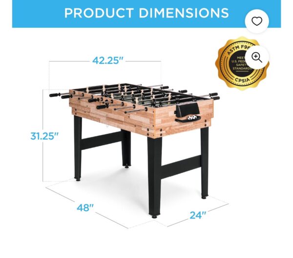 Juego de Mesa multijuegos - 6 Juegos de Mesa - 2x4ft 10-in-1 Combo Game Table Set w/ Hockey, Foosball, Pool, Shuffleboard, Ping Pong - Natural - Imagen 2