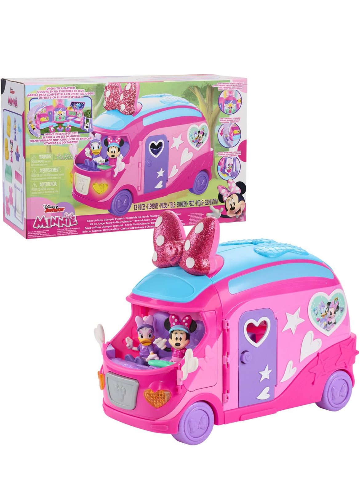 IMG_3052 Disney Junior Glamcamper Minnie Mouse Bows-A-Glow Rolling Glamper Figuras y juego de 13 piezas, juguetes oficiales para niños a partir de 3 años Exclusivo de VastaGO - Imagen 1