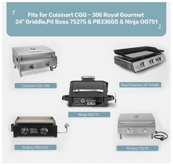 Cubierta de parrilla de 24 pulgadas para Cuisinart CGG-306, Royal Gourmet de 24 pulgadas, Ninja OG751, Pit Boss 75275 y PB336GS y la mayoría de parrillas portátiles de 2 quemadores - Imagen 3