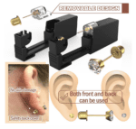 Kit de 2 piercings de oreja desechables estériles, kit de perforación de oreja sin dolor, herramienta de perforación de oreja con circonita cúbica de 0.197 pulgadas (0.197 in, dorado) - Imagen 2