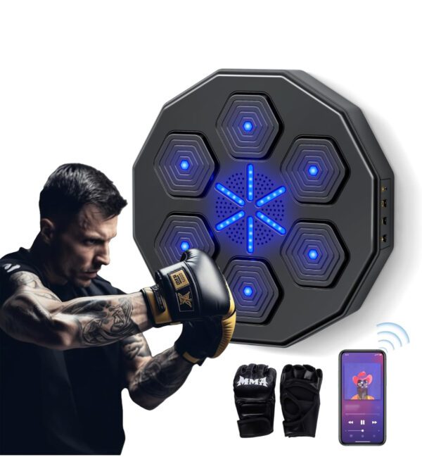 IMG_3514 Music Boxing Machine with Boxing Glove Home Wall Mount Music Machine, Electronic Smart Focus Agility Training Digital Boxing Wall Target Punching Pads Suitable for Kid - Imagen 1