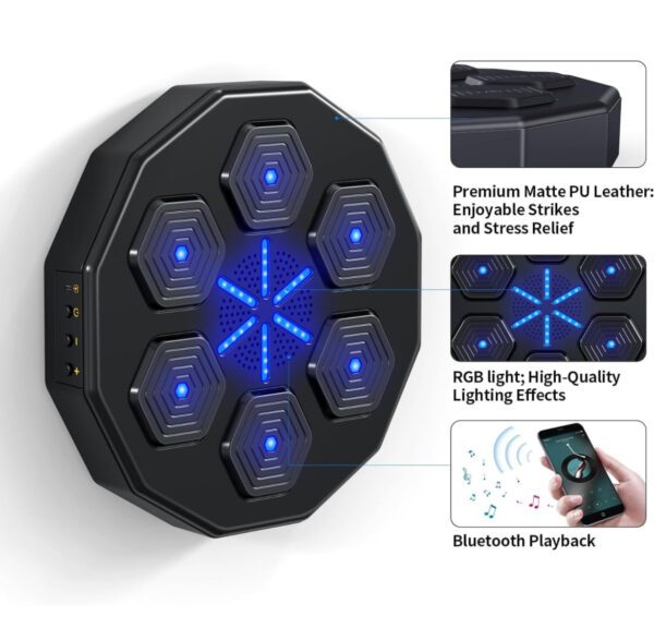 Music Boxing Machine with Boxing Glove Home Wall Mount Music Machine, Electronic Smart Focus Agility Training Digital Boxing Wall Target Punching Pads Suitable for Kid - Imagen 5